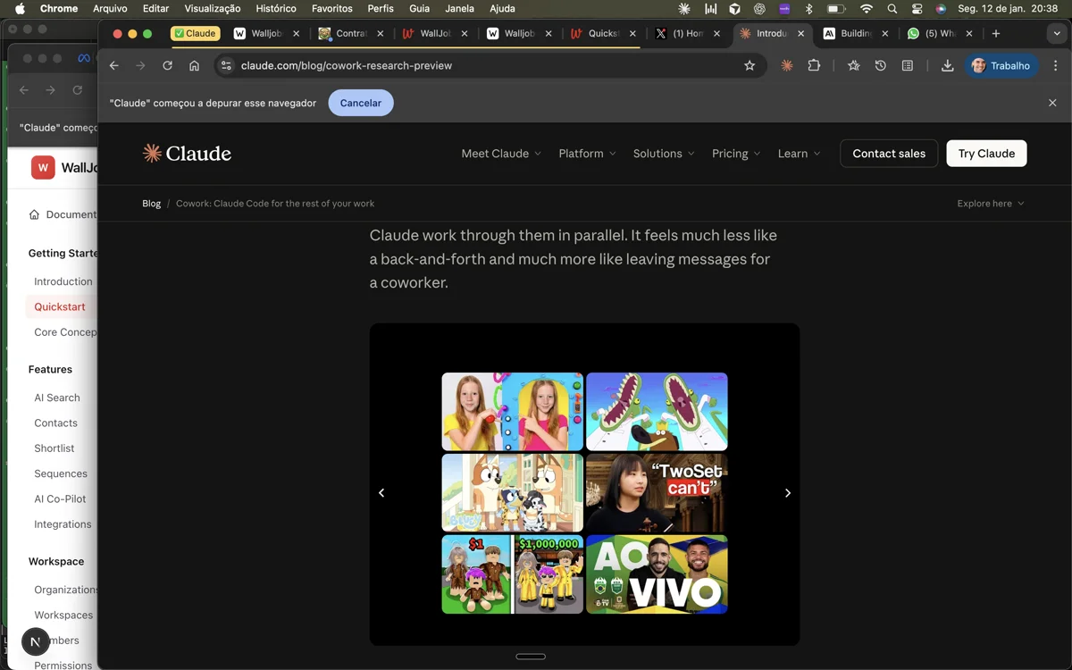 Integrations settings showing WhatsApp and LinkedIn connections