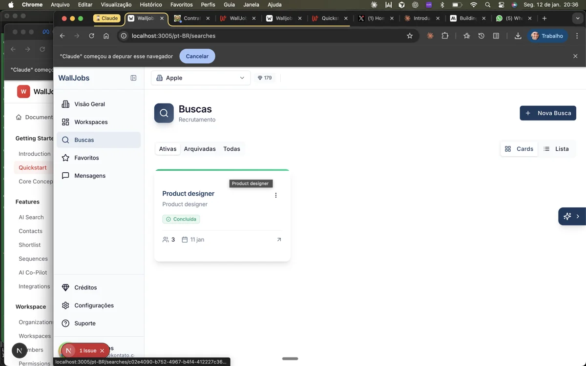AI Search list showing saved searches and recent queries