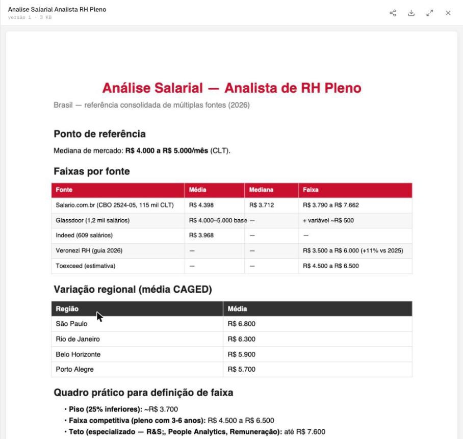 Wally panel displaying a salary analysis report as a PDF.